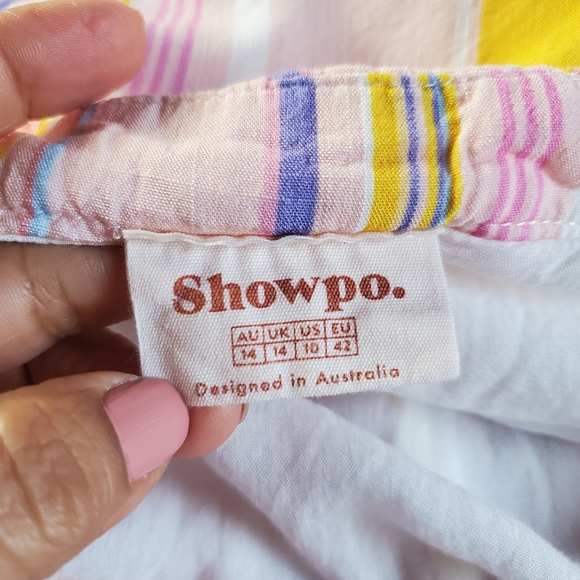 Showpo Ressy Mini Skit Size 10 Khaia Keyhole Top Size 8 Multi Stripe Set - Picture 11 of 16